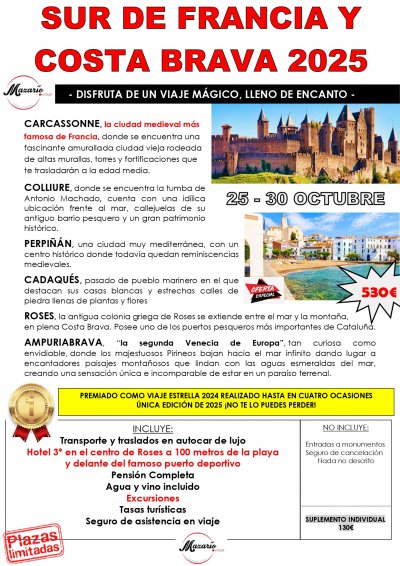 COSTA BRAVA Y SUR DE FRANCIA 2025