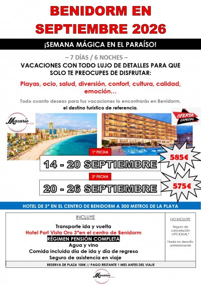 BENIDORM SEPTIEMBRE 2026